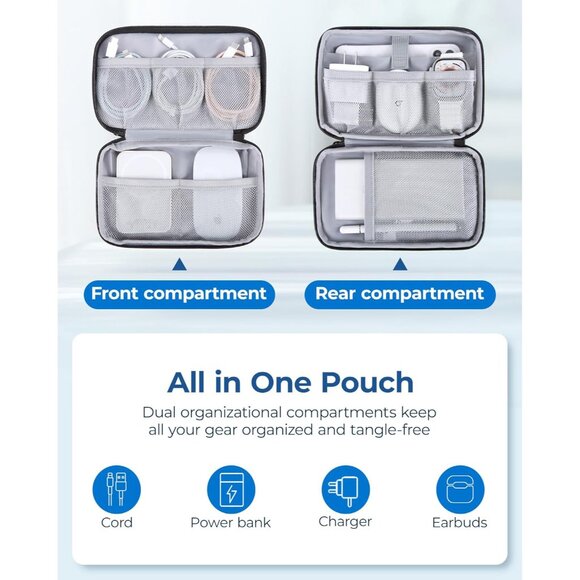 Electronics Organizer Travel Case, Cable Charger Cord Tech Organizer Pouch for P - Picture 4 of 7